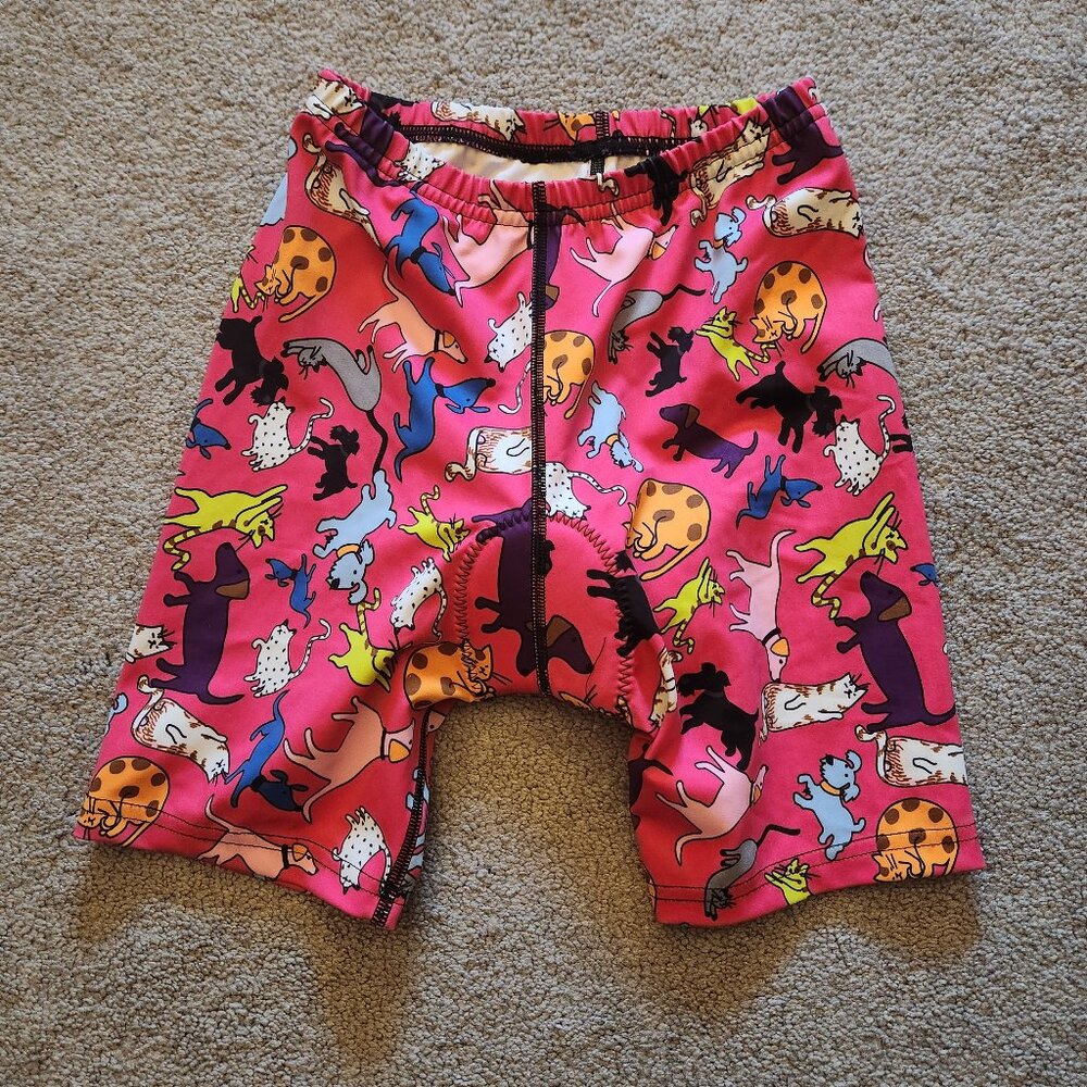 Kid's XL padded bike shirts with cat and dog print